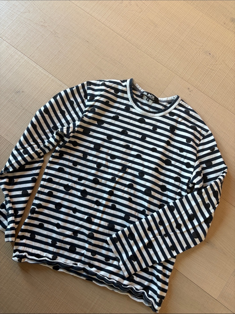 Comme des Garçons Black Black & White Striped Polka Dot long sleeve